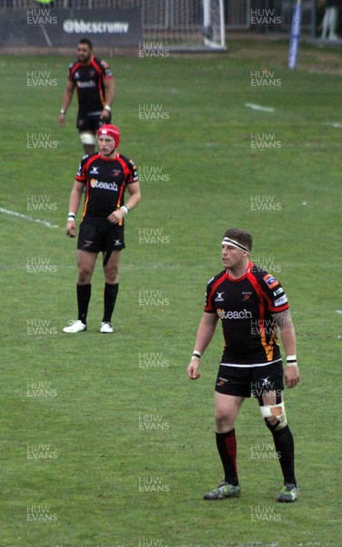 100514 - Newport Gwent Dragons v Benetton Rugby Treviso - RaboDirect Pro 12 -Patrick Leach, Tyler Morgan and Taulupe Faletau of Newport Gwent Dragons