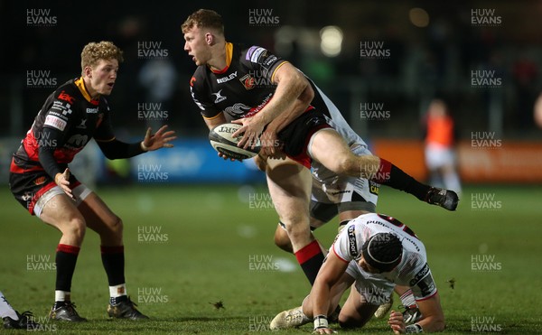 011217 - Dragons v Ulster - Guinness PRO14 - Jack Dixon of Dragons is tackled by Nick Timoney of Ulster