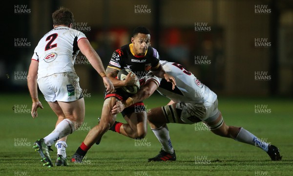 011217 - Dragons v Ulster - Guinness PRO14 - Ashton Hewitt of Dragons is tackled by Kieran Treadwell of Ulster
