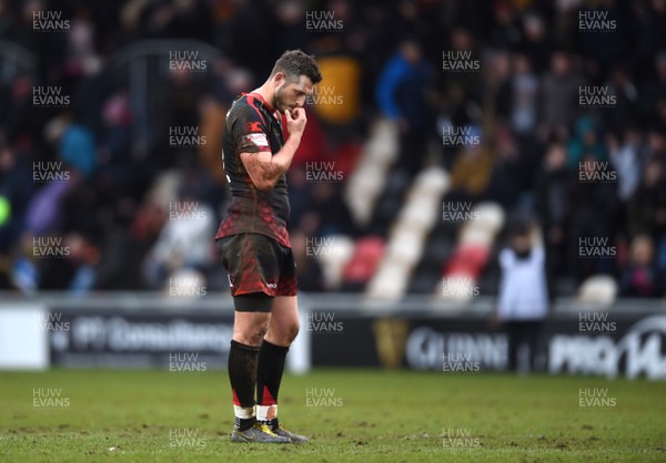 030319 - Dragons v Ulster - Guinness PRO14 - Jason Tovey of Dragons looks dejected