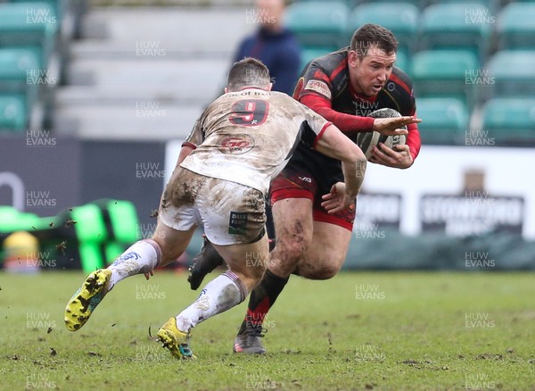 030319 - Dragons v Ulster, Guinness PRO14 - Adam Warren of Dragons is tackled by John Cooney of Ulster