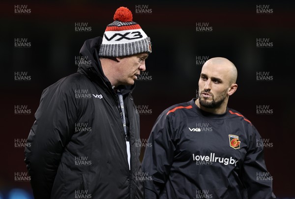 130321 - Dragons v Ulster - Guinness PRO14 - Dragons Head Coach Dean Ryan with Ollie Griffiths