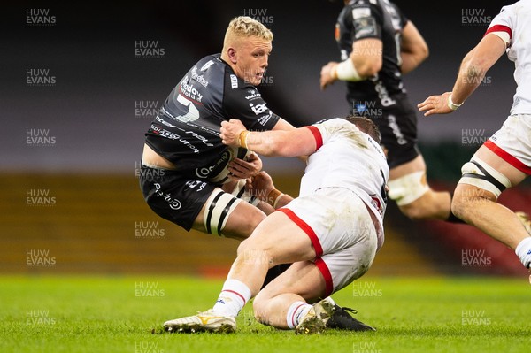 130321 - Dragons v Ulster - Guinness PRO14 - Ben Fry of Dragons is tackled by Ross Kane of Ulster