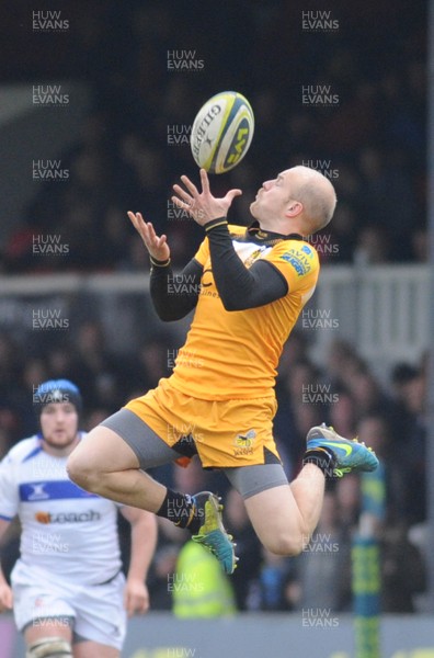 161113 - Newport Gwent Dragons v London Wasps - LV Cup -Tom Howe of London Wasps catches the ball