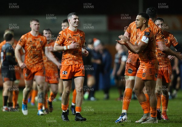 131219 - Dragons v Worcester Warriors, European Challenge Cup - Dragons players celebrate at the end of the match