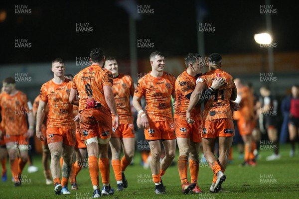 131219 - Dragons v Worcester Warriors, European Challenge Cup - Dragons players celebrate at the end of the match