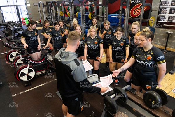 210322 Dragons Women U18 Training - New members of the Dragons Women U18 squad train in the gym at Ystrad Mynach