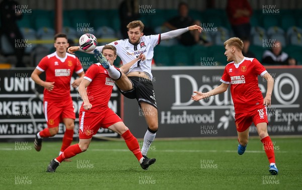 080721 Dundalk v Newtown, UEFA Europa Conference League first qualifying round first leg - Will Patching of Dundalk iwins the ball from Nick Rushton of Newtown 