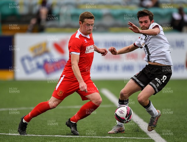 080721 Dundalk v Newtown, UEFA Europa Conference League first qualifying round first leg - Nick Rushton of Newtown itakes on Sam Stanton of Dundalk