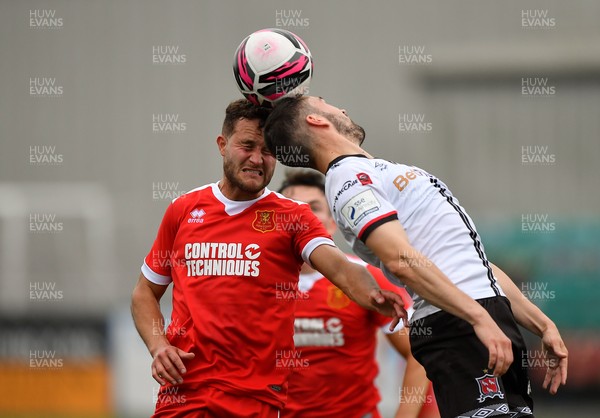080721 Dundalk v Newtown, UEFA Europa Conference League first qualifying round first leg - James Davis of Newtown and Michael Duffy of Dundalk compete for the ball