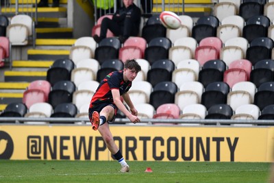 270426 - Dyffryn Taf v Bro Morgannwg - Road to Principality Finals - Boys U18s Cup - Iori Phillips of Dyffryn Taf kicks the conversion