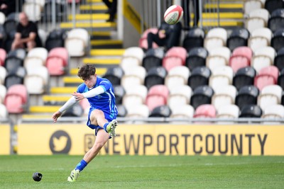 270426 - Dyffryn Taf v Bro Morgannwg - Road to Principality Finals - Boys U18s Cup - Rhys Muxworthy of Bro Morgannwg kicks the conversion