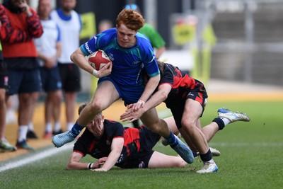 270426 - Dyffryn Taf v Bro Morgannwg - Road to Principality Finals - Boys U18s Cup - Oscar Thomas of Bro Morgannwg is brought down