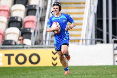 270426 - Dyffryn Taf v Bro Morgannwg - Road to Principality Finals - Boys U18s Cup - Richie Jenkins of Bro Morgannwg runs in to score a try