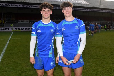 270426 - Dyffryn Taf v Bro Morgannwg - Road to Principality Finals - Boys U18s Cup - Bro Morgannwg players celebrate at full time