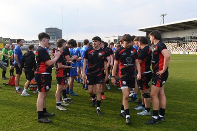 270426 - Dyffryn Taf v Bro Morgannwg - Road to Principality Finals - Boys U18s Cup - Dyffryn Taf players at full time