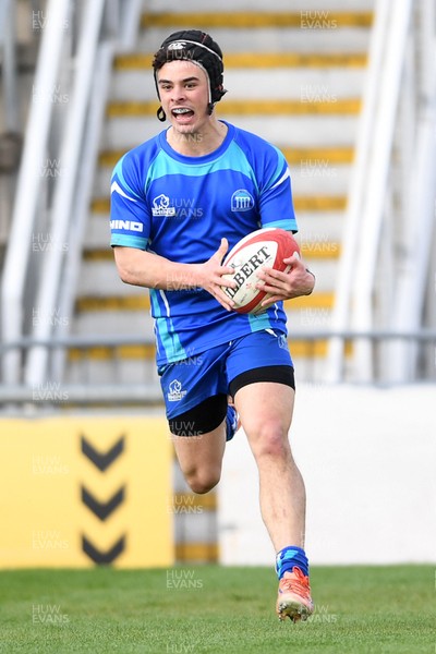 270426 - Dyffryn Taf v Bro Morgannwg - Road to Principality Finals - Boys U18s Cup - Richie Jenkins of Bro Morgannwg runs in to score a try
