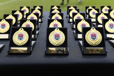 290426 - Dyffryn Taff v Bryncelynnog - Girls Schools Final U14 - Road To Principality Finals - medals