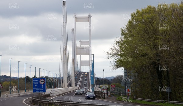 120421 Wales COVID 19 Restrictions Easing - Vehicles travel on the Severn Bridge between England and Wales as restrictions on travel between the two countries imposed by the Welsh Government are eased Previously only essential travel was permitted