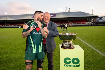 210525 - East District v Mid District - Inter District Cup Final - Mid District captain Adam Phillips receives the trophy from Terry Cobner