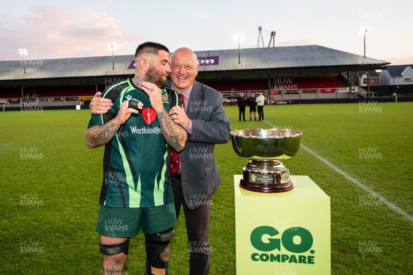 210525 - East District v Mid District - Inter District Cup Final - Mid District captain Adam Phillips receives the trophy from Terry Cobner