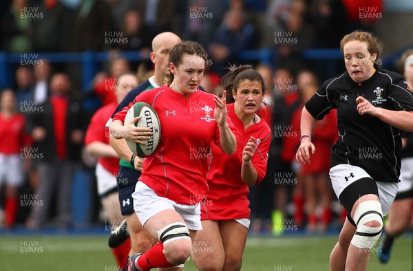 300417 - Under 18s Girls Rugby - East Wales v West Wales - Melissa Gnojeck of West Wales races in to score a try