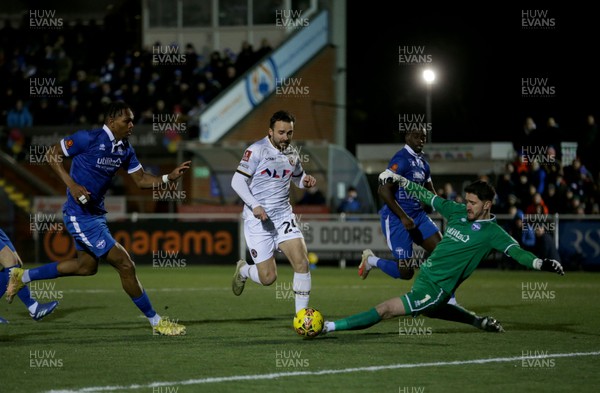 160124 - Eastleigh v Newport County - FA Cup Third Round Replay - Aaron Wildig of Newport County scores and celebrates