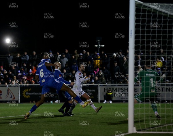 160124 - Eastleigh v Newport County - FA Cup Third Round Replay - Aaron Wildig of Newport County fires a shot at goal