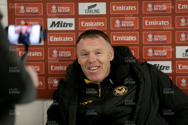 160124 - Eastleigh v Newport County - FA Cup Third Round Replay - Newport manager Graham Coughlan enjoys the press conference after winning