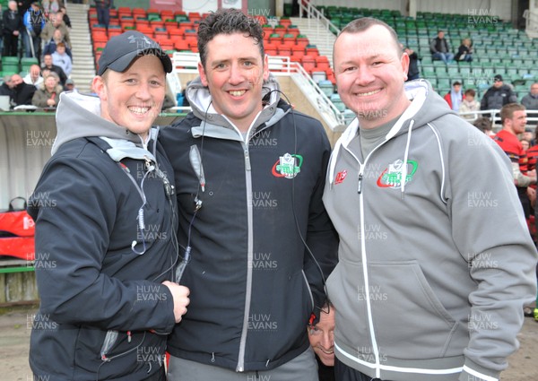 240416 -Ebbw_Vale v Aberavon-Principality_Premiership-Ebbw's coaching team celebrate their win