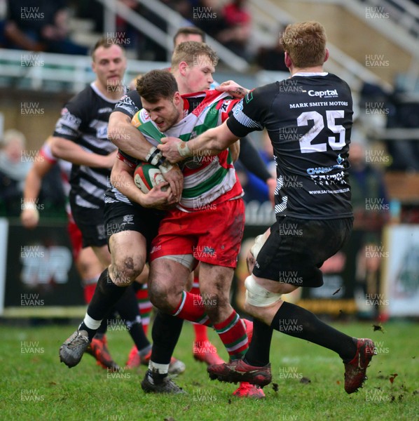 070117 - Ebbw Vale v Cross Keys - Principality Premiership   Ebbw Vale's Josh Lewis is tackled by Cross Keys' Barney Nightingale by Huw Evans Agency