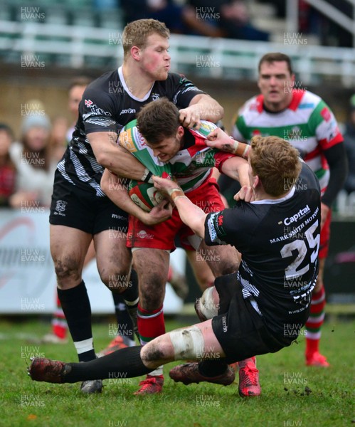 070117 - Ebbw Vale v Cross Keys - Principality Premiership   Ebbw Vale's Josh Lewis is tackled by Cross Keys' Barney Nightingale by Huw Evans Agency