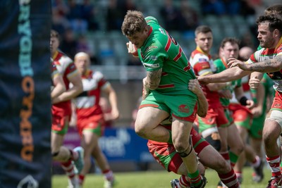 100525 - Ebbw Vale v Llandovery - Super Rygbi Cymru (SRC) Semi Final - Ryan Jenkins  of Ebbw Vale powers toward the Llandovery try line 