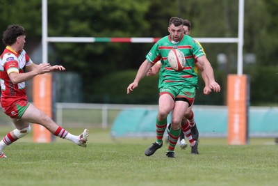 100525 - Ebbw Vale v Llandovery - Super Rygbi Cymru (SRC) Semi Final - Ethan Phillips of Ebbw Vale kicks ahead to score a try 