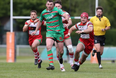 100525 - Ebbw Vale v Llandovery - Super Rygbi Cymru (SRC) Semi Final - Ethan Phillips of Ebbw Vale kicks ahead to score a try 