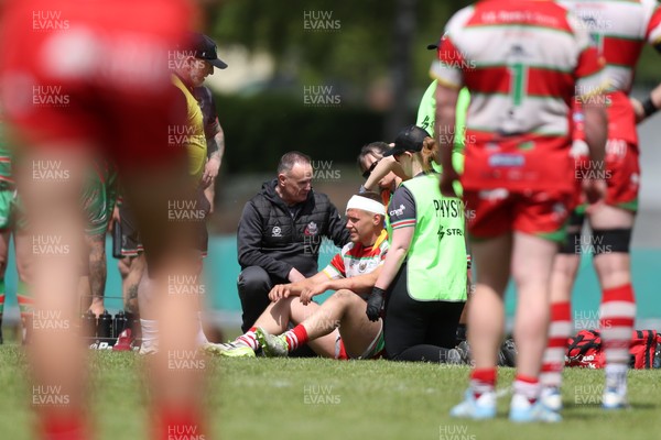 100525 - Ebbw Vale v Llandovery - Super Rygbi Cymru (SRC) Semi Final - Taylor Davies of Llandovery is treated for a head injury 