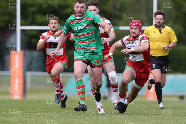 100525 - Ebbw Vale v Llandovery - Super Rygbi Cymru (SRC) Semi Final - Ethan Phillips of Ebbw Vale kicks ahead to score a try 
