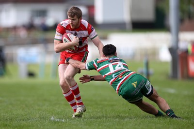 100526 - Ebbw Vale v Llandovery RFC - Super Rygbi Cymru Grand Final - Aaron Warren of Llandovery is tackled by Mitch Rankine of Ebbw Vale 