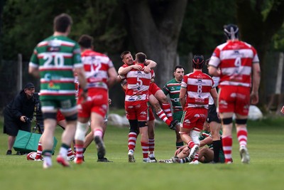 100526 - Ebbw Vale v Llandovery RFC - Super Rygbi Cymru Grand Final - Lee Rees of Llandovery celebrates scoring a try with team mates
