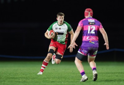 161025 - Ebbw Vale v Llandovery, Super Rugbi Cymru - Joe Powell of Llandovery takes on Cam Davies of Ebbw Vale