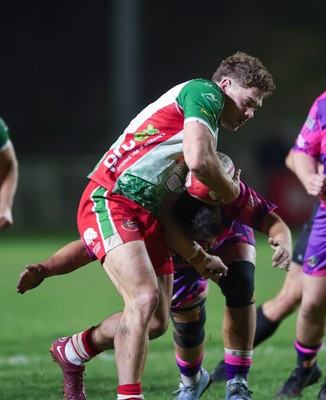 161025 - Ebbw Vale v Llandovery, Super Rugbi Cymru - Corey Baldwin of Llandovery is tackled short of the line
