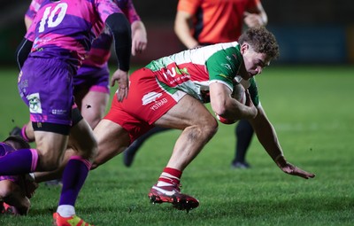 161025 - Ebbw Vale v Llandovery, Super Rugbi Cymru - Corey Baldwin of Llandovery is tackled short of the line