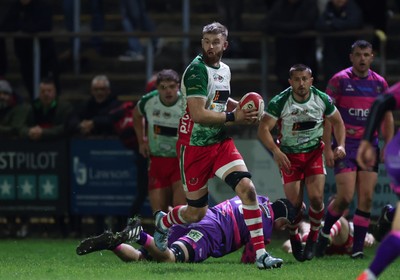 161025 - Ebbw Vale v Llandovery, Super Rugbi Cymru - Griff Evans of Llandovery on the attack