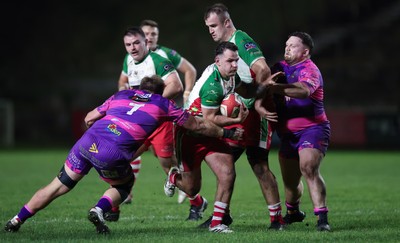 161025 - Ebbw Vale v Llandovery, Super Rugbi Cymru - Rhodri Jones of Llandovery charges forward