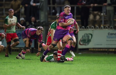 161025 - Ebbw Vale v Llandovery, Super Rugbi Cymru - Jack Pope of Ebbw Vale charges forward