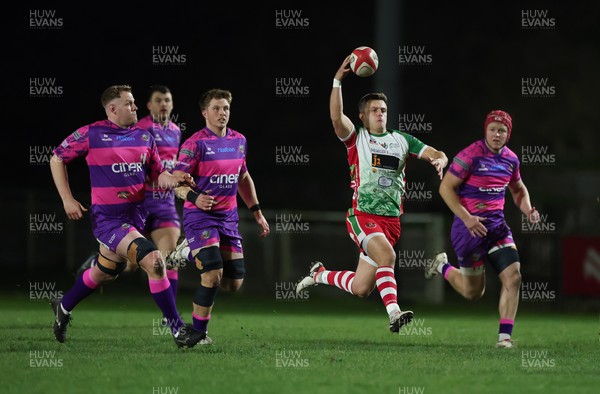161025 - Ebbw Vale v Llandovery, Super Rugbi Cymru - Ioan Hughes of Llandovery takes the ball
