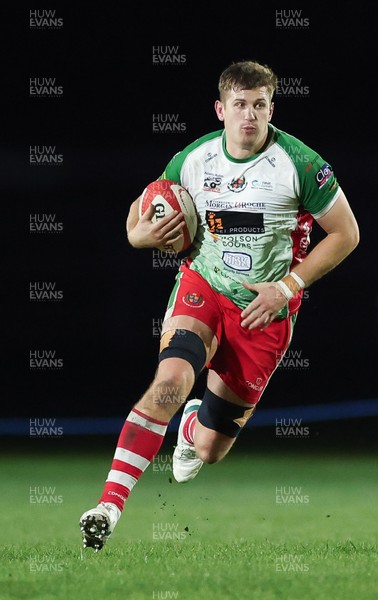 161025 - Ebbw Vale v Llandovery, Super Rugbi Cymru - Joe Powell of Llandovery takes on Cam Davies of Ebbw Vale