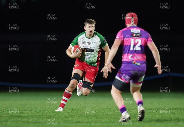 161025 - Ebbw Vale v Llandovery, Super Rugbi Cymru - Joe Powell of Llandovery takes on Cam Davies of Ebbw Vale