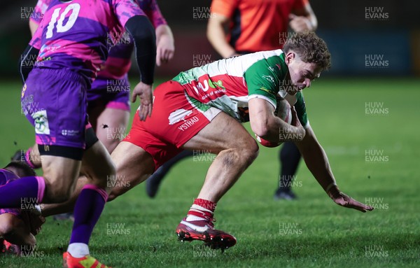 161025 - Ebbw Vale v Llandovery, Super Rugbi Cymru - Corey Baldwin of Llandovery is tackled short of the line