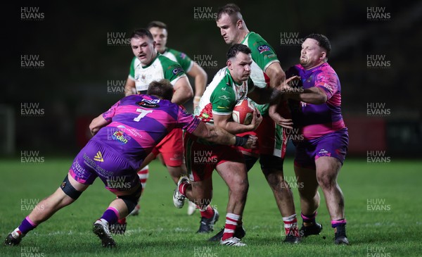161025 - Ebbw Vale v Llandovery, Super Rugbi Cymru - Rhodri Jones of Llandovery charges forward